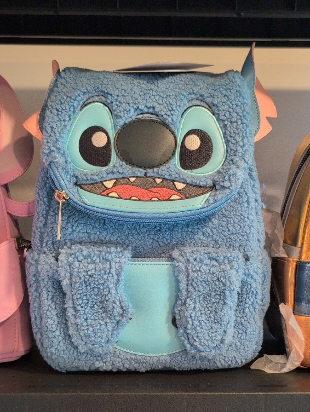 Blue Stitch Plush Loungefly Backpack - Cute Character School Bag